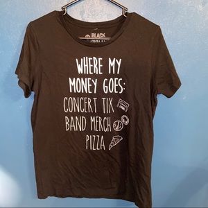 NWOT Black Where My Money Goes Graphic Tee